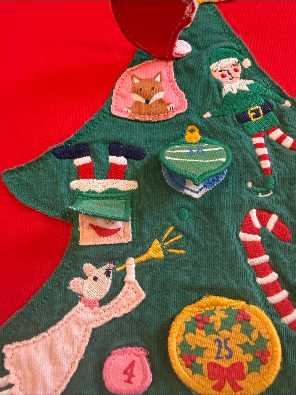 Mini Boden girls Christmas tree appliqué dress - Picture 3 of 7